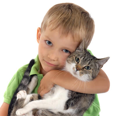 child and cat